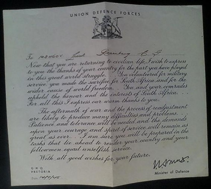 16. Errol Rosenberg - Union Thank You Letter